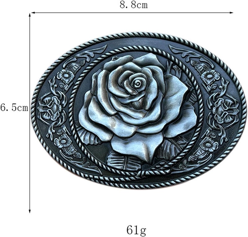 Seternaly Vintage Floral Rose Engraved Belt Buckle Western Cowboy Belt Buckles Fits 1.5 inch Belt for Men Women - Image 2